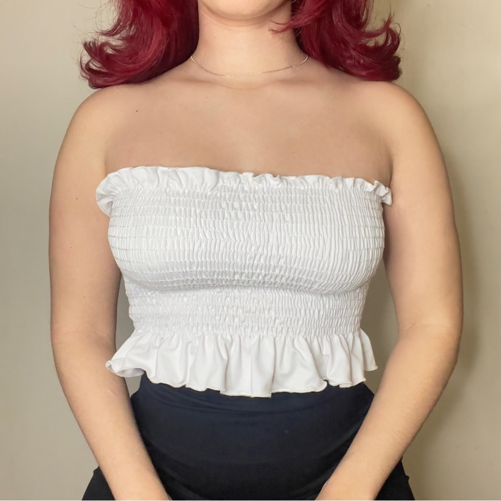 White Smocked Tube Top